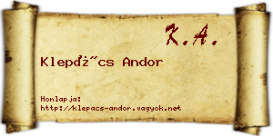Klepács Andor névjegykártya